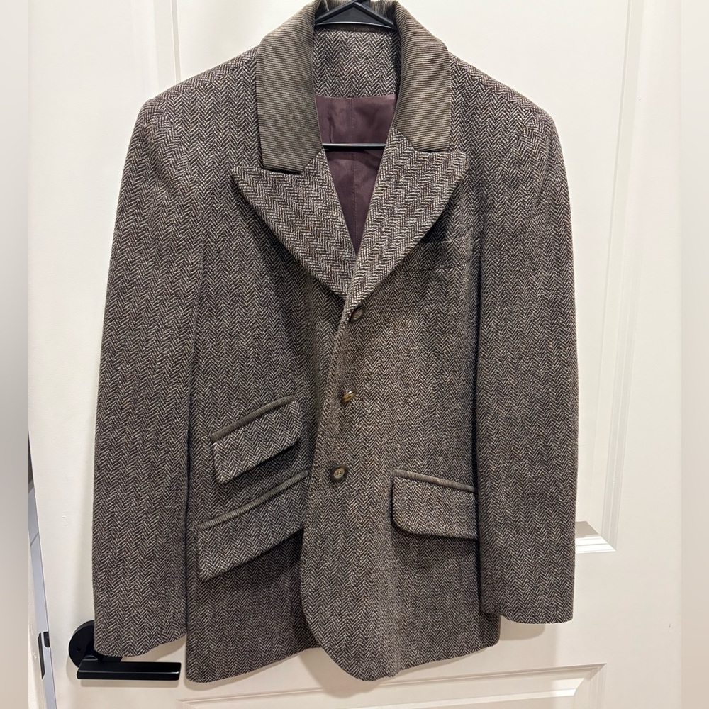 Burberry Gray Herringbone Blazer 100 % Lambwool